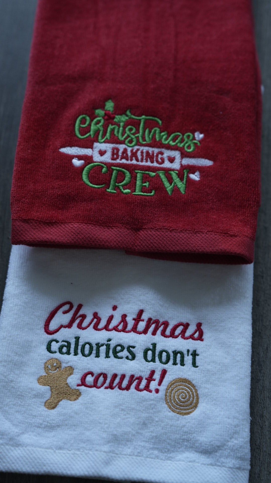 Embroidered Christmas Baking Crew Kitchen Hand Towel 16"x26"