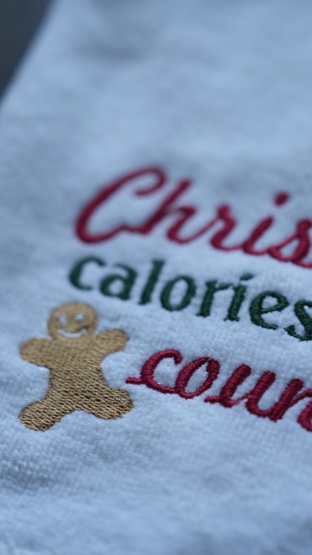 Embroidered Christmas Calories Kitchen Hand Towel 16"x26"