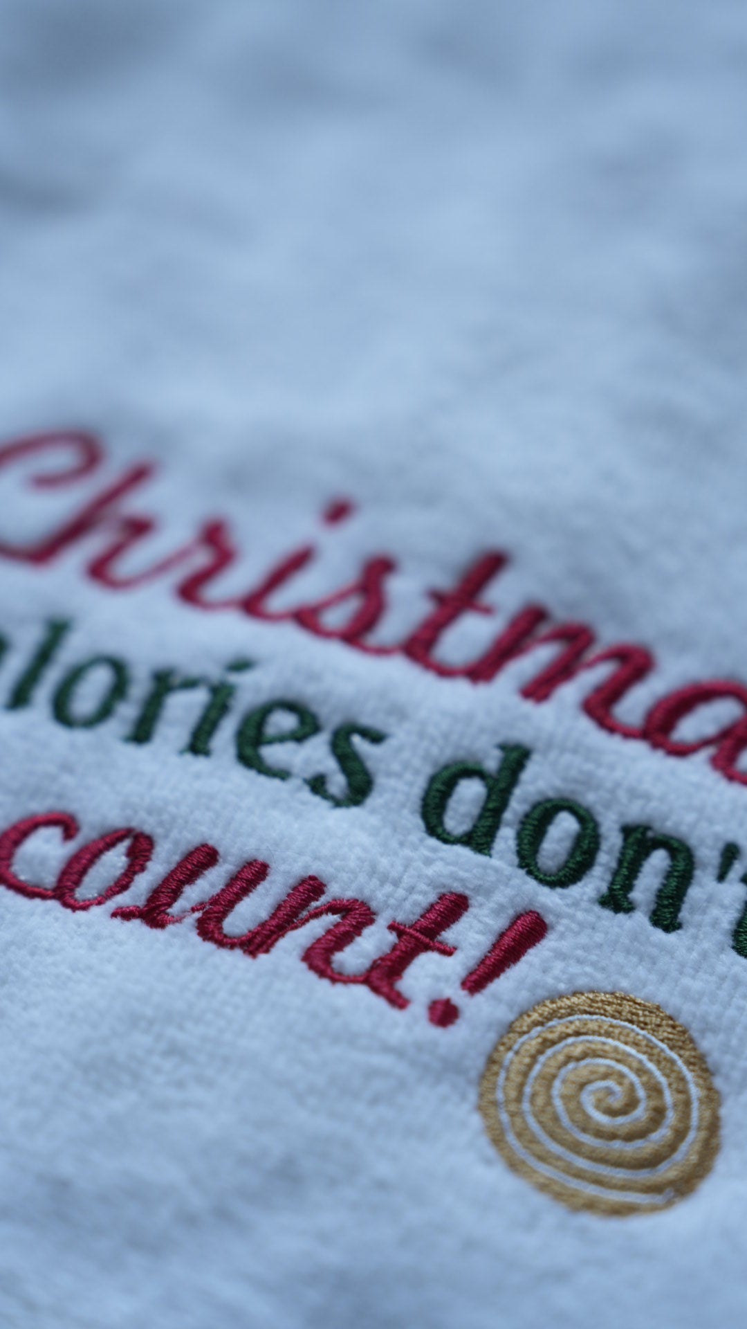 Embroidered Christmas Calories Kitchen Hand Towel 16"x26"