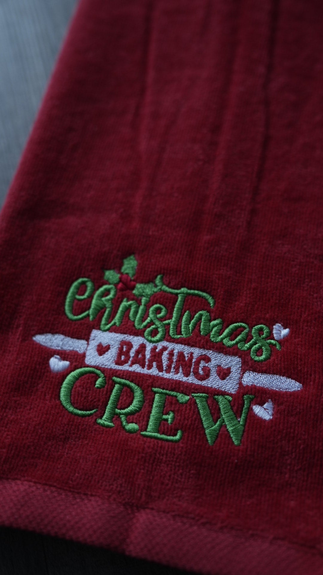 Embroidered Christmas Baking Crew Kitchen Hand Towel 16"x26"