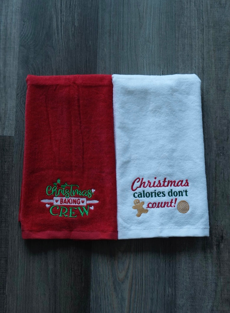 Embroidered Christmas Baking Crew Kitchen Hand Towel 16"x26"