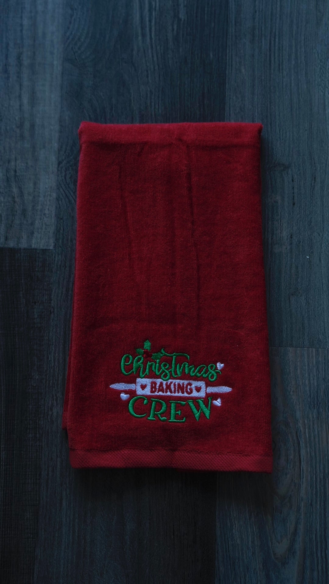 Embroidered Christmas Baking Crew Kitchen Hand Towel 16"x26"