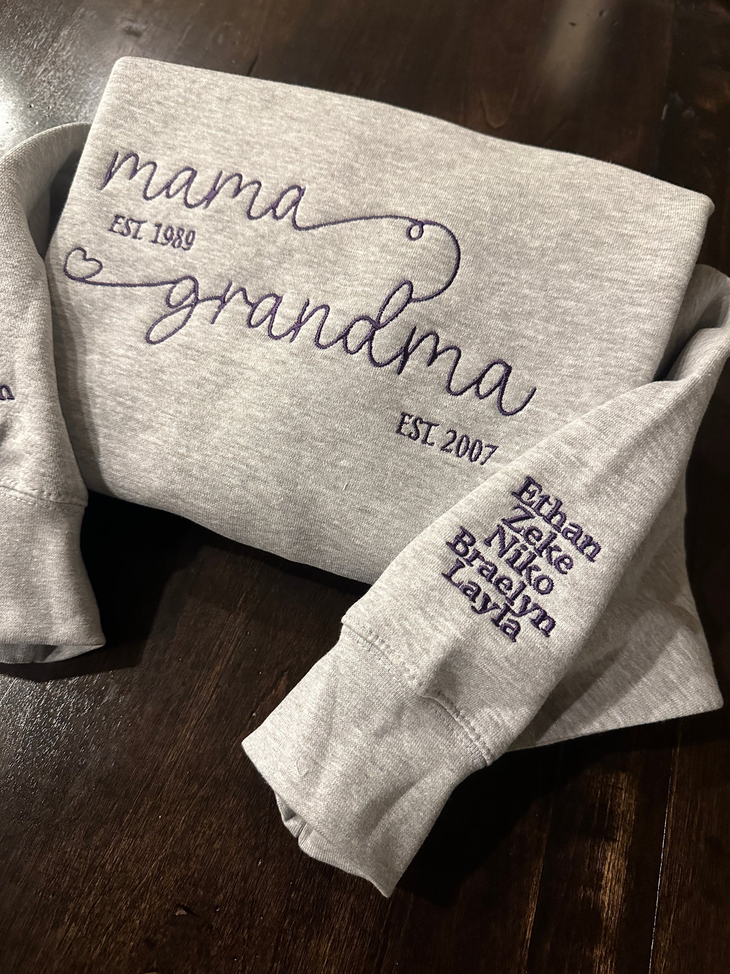 Custom Mama/Grandma Embroidered Sweatshirt