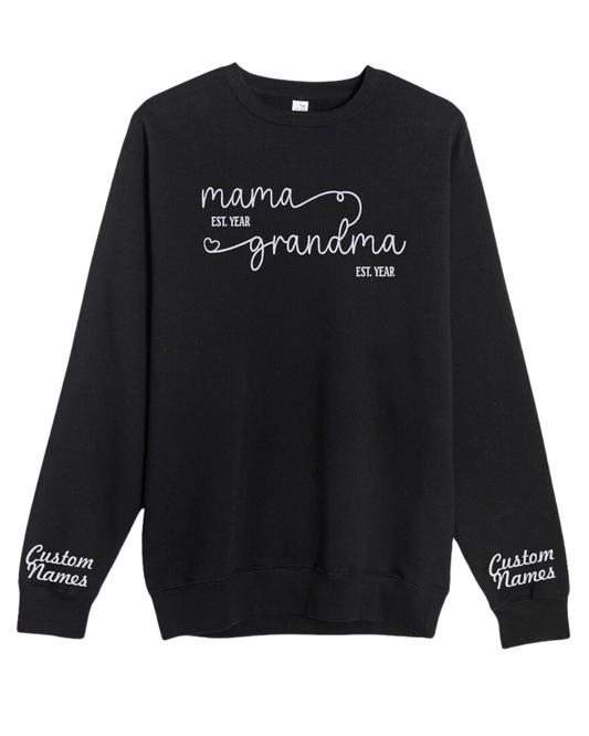 Custom Mama/Grandma Embroidered Sweatshirt